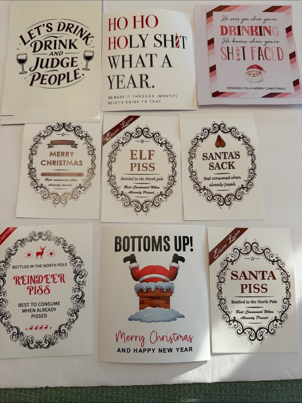 💕5/25💕Wine Bottle Labels Christmas Funny - Choose Your Favorite(s)